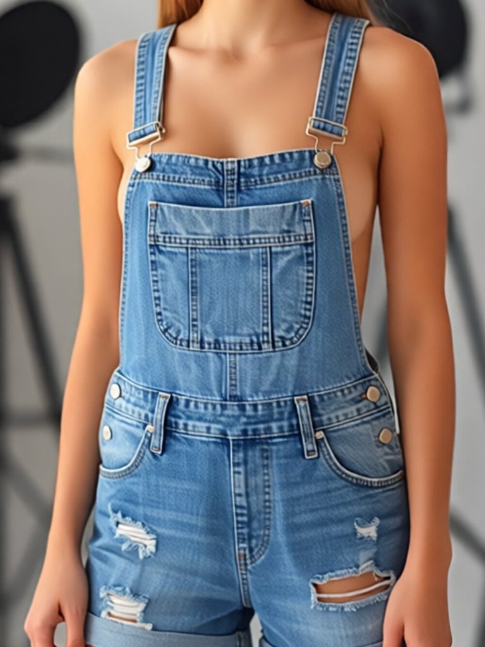 WOMEN'S BLUE SPICE DISTRESSED DENIM OVERALLS JUNIOR'S WOMENS SIZE 7